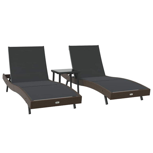 Espreguiçadeiras 3 pcs Castanho 40 x 40 x 40,5 cm vime PE