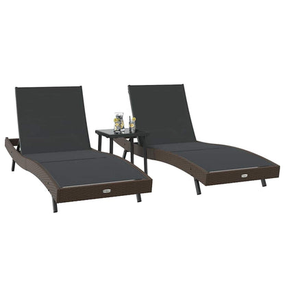 Espreguiçadeiras 3 pcs Castanho 40 x 40 x 40,5 cm vime PE