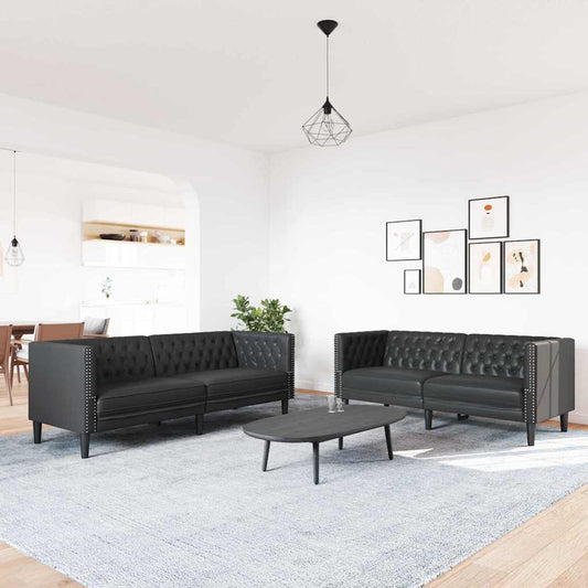 Conjunto de Sofás 2 pcs Preto 194 x 74,5 x 70,5 cm