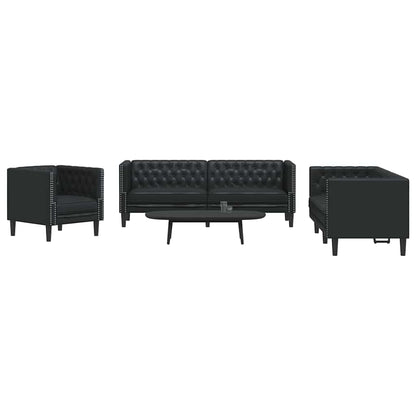 Conjunto de Sofás 3 pcs Preto 194 x 74,5 x 70,5 cm