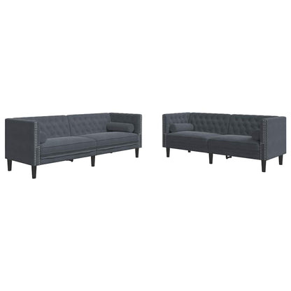 Conjunto de Sofás Cinzento escuro Veludo