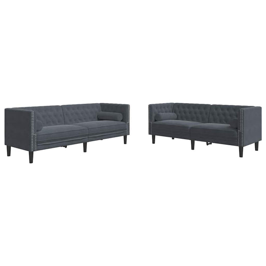 Conjunto de Sofás Cinzento escuro Veludo