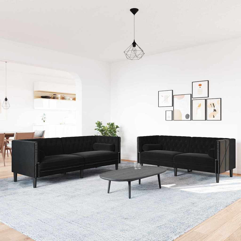 Conjunto de Sofás Preto Veludo