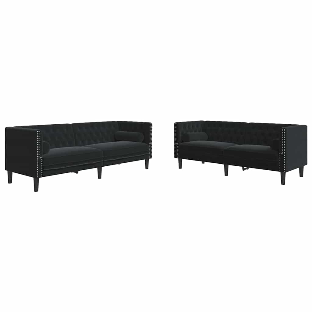 Conjunto de Sofás Preto Veludo