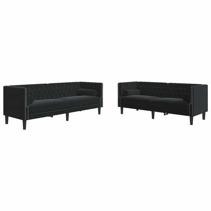 Conjunto de Sofás Preto Veludo