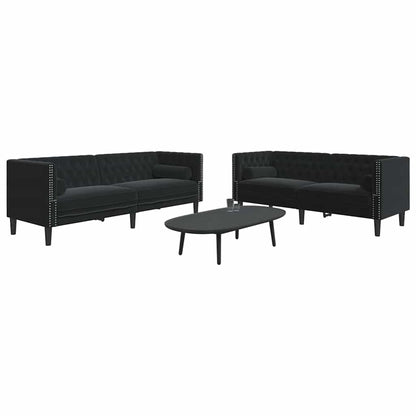 Conjunto de Sofás Preto Veludo