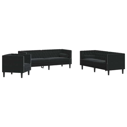 Conjunto de Sofás Preto Veludo