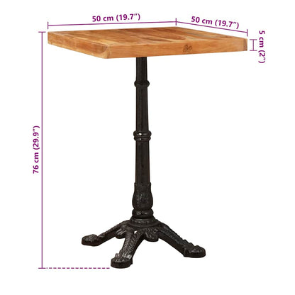 Mesa bistro Castanho 50 x 50 x 76 cm Madeira de acácia maciça