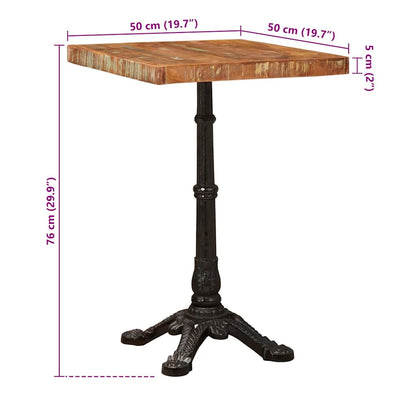 Mesa bistro Castanho 50 x 50 x 76 cm Madeira recuperada maciça