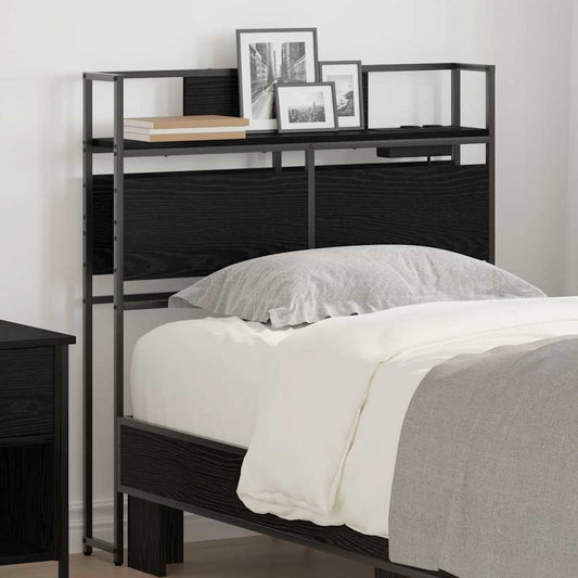 Cabeceira de armazenamento com prateleira Carvalho preto 75 cm