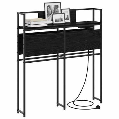 Cabeceira de armazenamento com prateleira Carvalho preto 75 cm