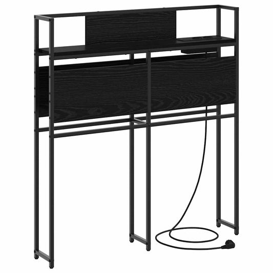Cabeceira de armazenamento com prateleira Carvalho preto 90 cm