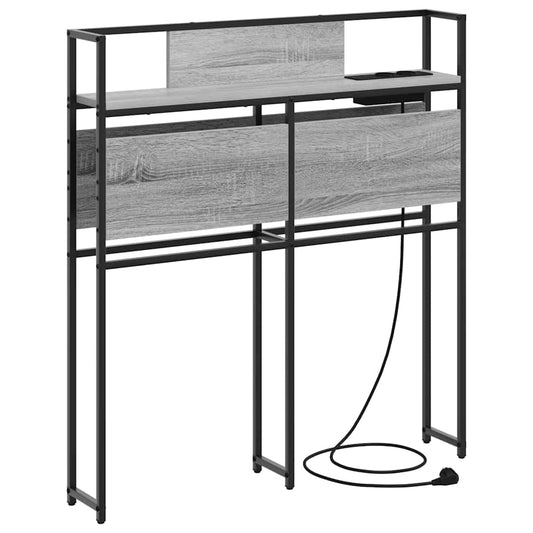 Cabeceira de armazenamento com prateleira Sonoma cinzento 90 cm