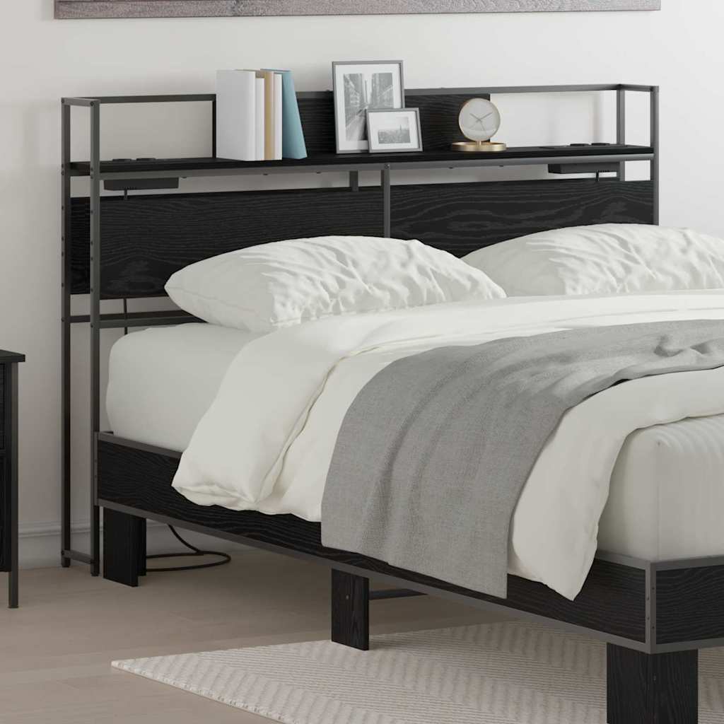 Cabeceira de armazenamento com prateleira Carvalho preto 120 cm