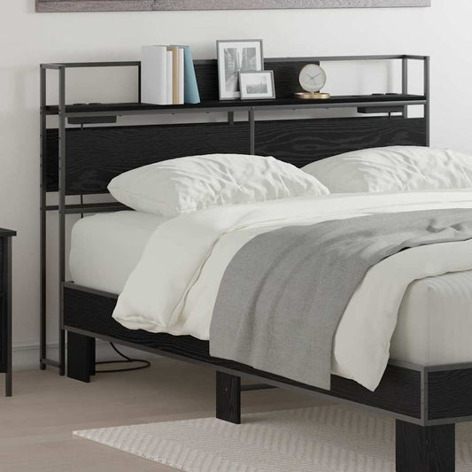 Cabeceira de armazenamento com prateleira Carvalho preto 120 cm