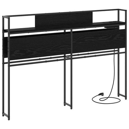 Cabeceira de armazenamento com prateleira Carvalho preto 120 cm