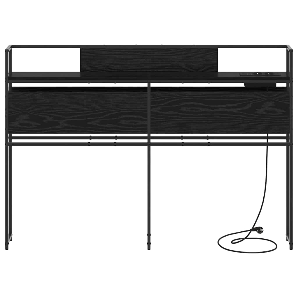 Cabeceira de armazenamento com prateleira Carvalho preto 120 cm