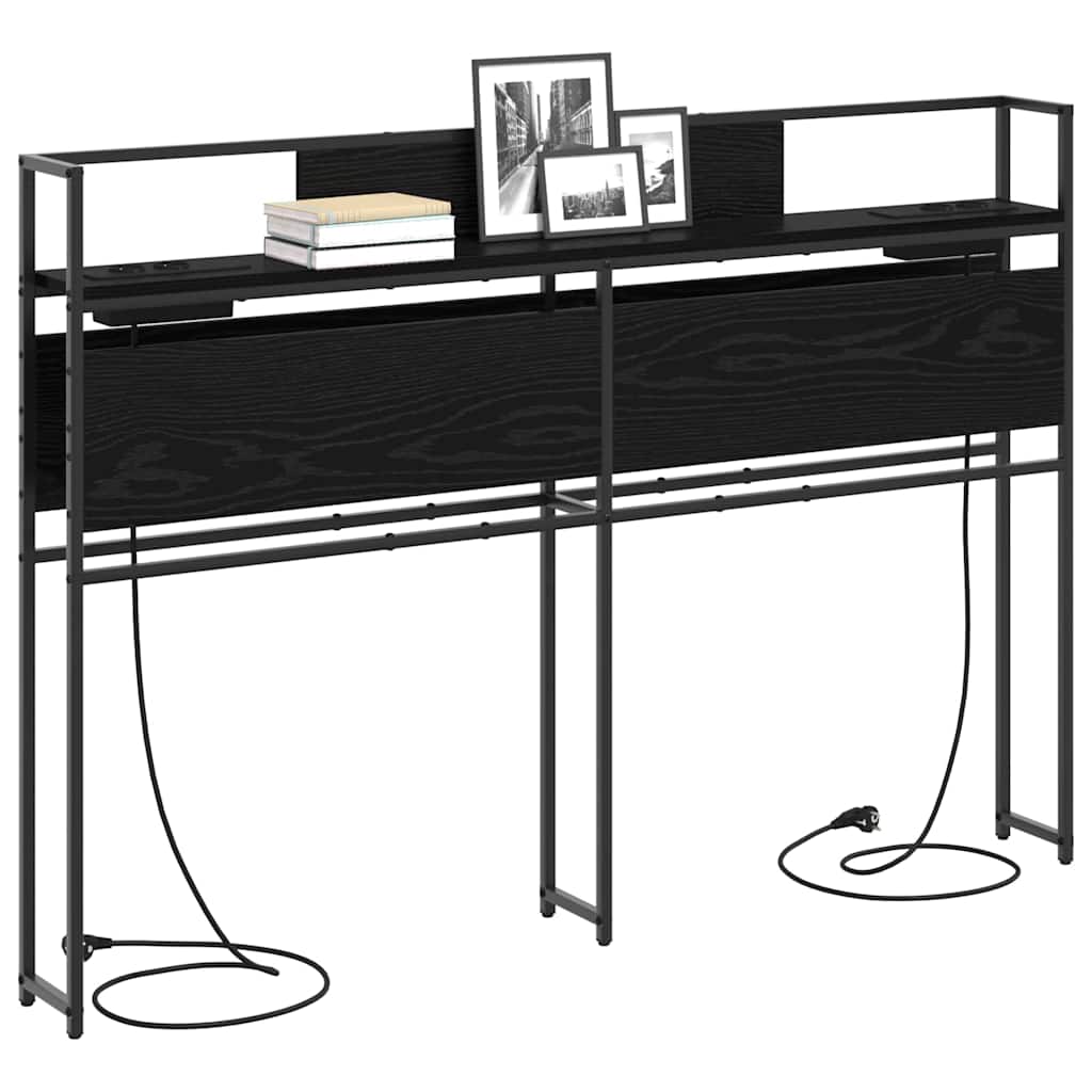 Cabeceira de armazenamento com prateleira Carvalho preto 120 cm