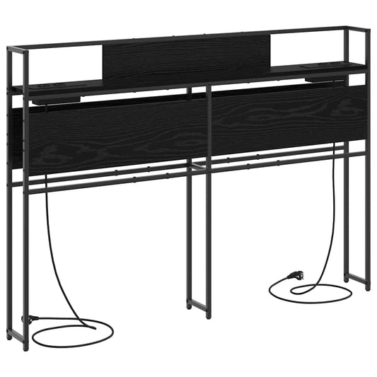 Cabeceira de armazenamento com prateleira Carvalho preto 150 cm