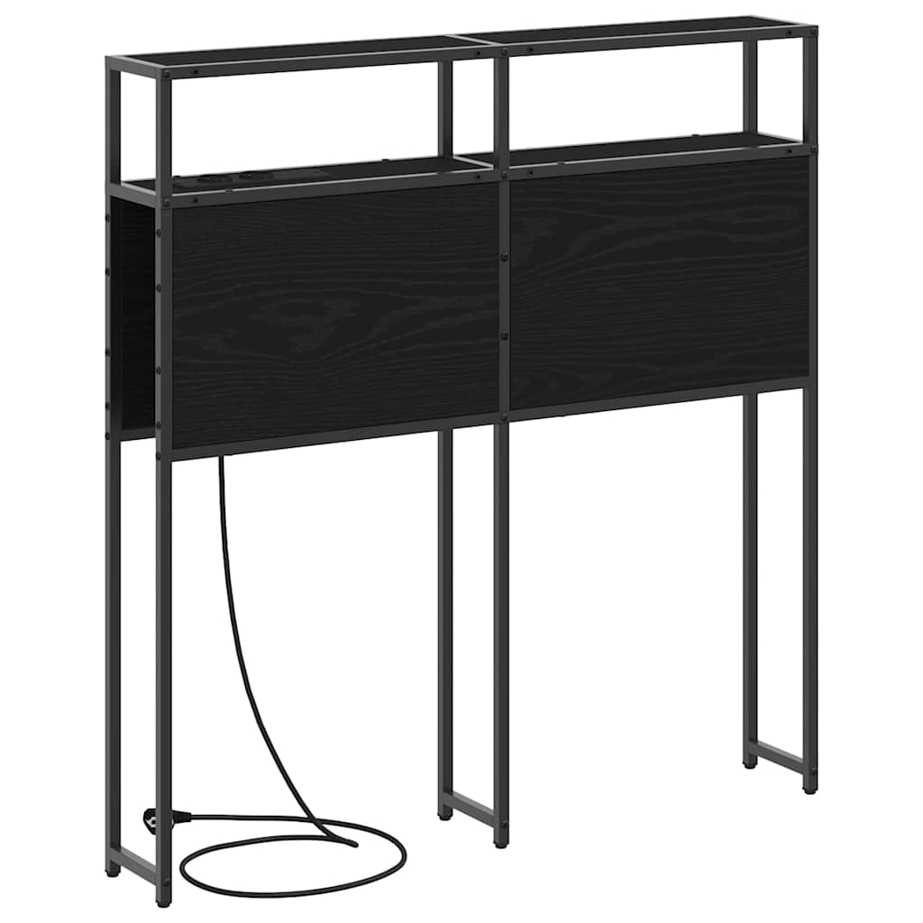 Cabeceira de armazenamento com prateleira Carvalho preto 80 cm