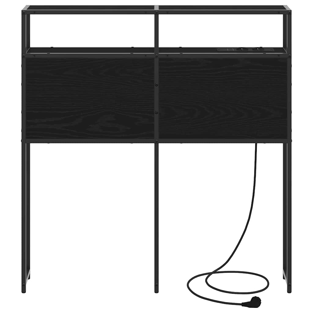 Cabeceira de armazenamento com prateleira Carvalho preto 80 cm