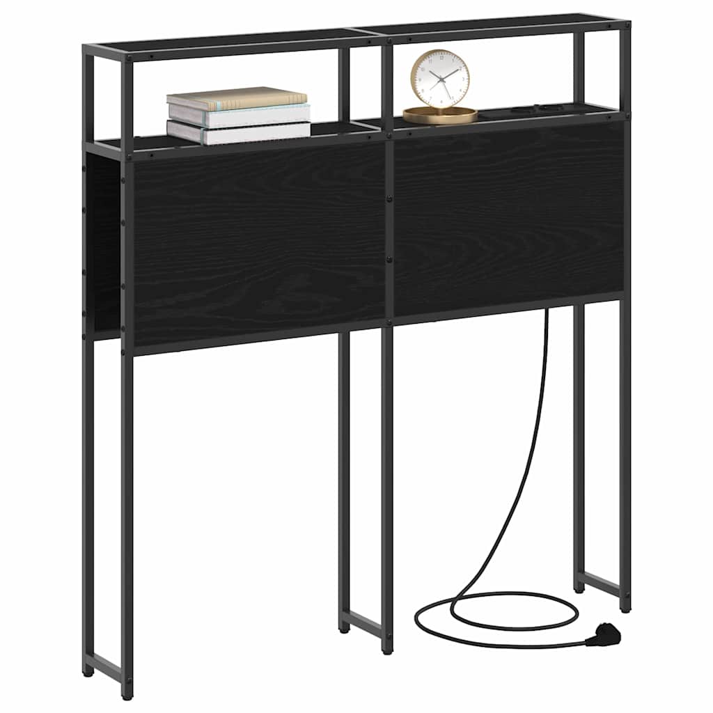 Cabeceira de armazenamento com prateleira Carvalho preto 80 cm