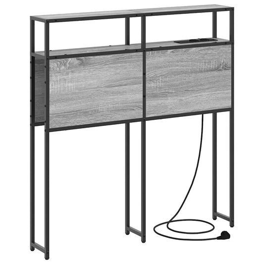 Cabeceira de armazenamento com prateleira Sonoma cinzento 80 cm