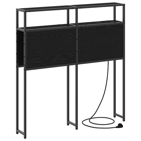 Cabeceira de armazenamento com prateleira Carvalho preto 90 cm