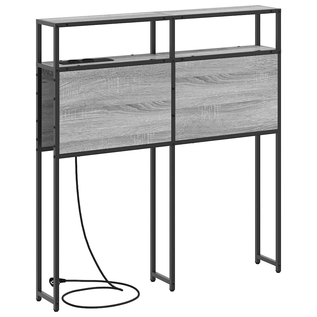 Cabeceira de armazenamento com prateleira Sonoma cinzento 90 cm