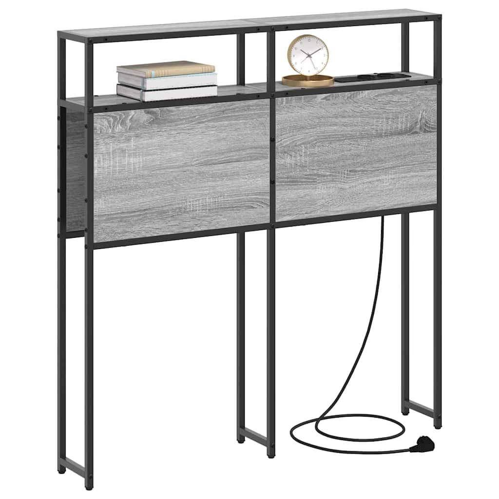 Cabeceira de armazenamento com prateleira Sonoma cinzento 90 cm