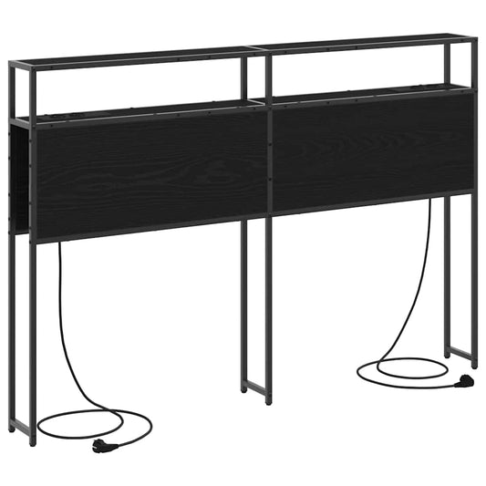 Cabeceira de armazenamento com prateleira Carvalho preto 140 cm