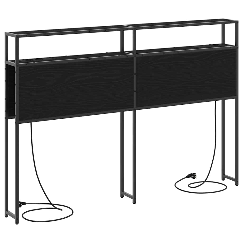 Cabeceira de armazenamento com prateleira Carvalho preto 140 cm