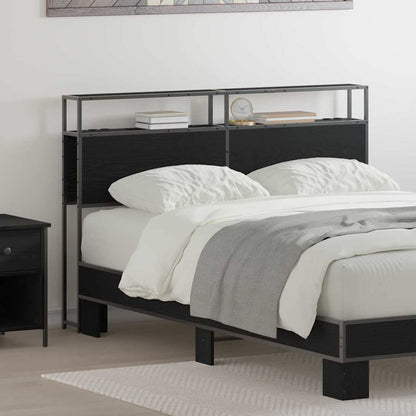 Cabeceira de armazenamento com prateleira Carvalho preto 150 cm