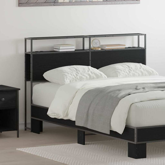 Cabeceira de armazenamento com prateleira Carvalho preto 150 cm