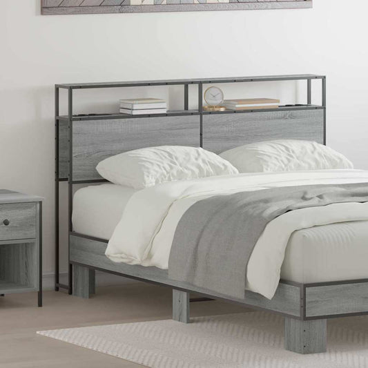 Cabeceira de armazenamento com cabeceira Sonoma cinzento 150 cm