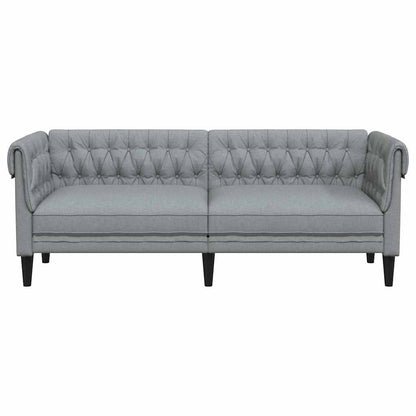 Sofá Chesterfield Cinzento-claro 201.5 x 74.5 x 74.5 cm tecido