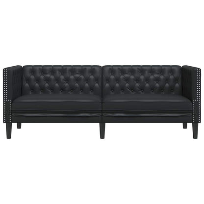 Sofá Chesterfield Preto 194 x 74,5 x 70,5 cm Couro sintético