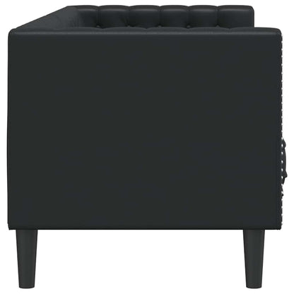 Sofá Chesterfield Preto 194 x 74,5 x 70,5 cm Couro sintético