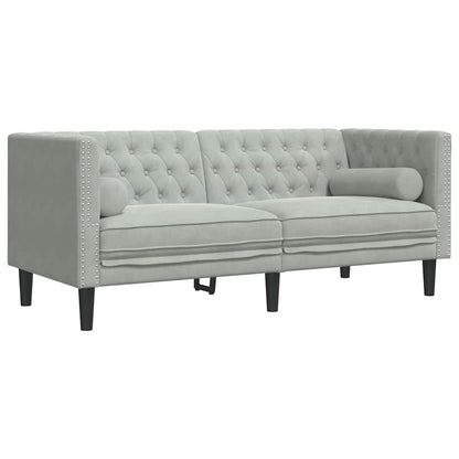 Sofá Chesterfield Cinzento-claro 174 x 74,5 x 70,5 cm Veludo