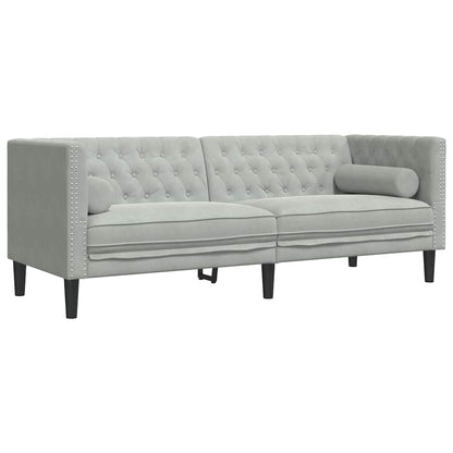 Sofá Chesterfield Cinzento-claro 194 x 74,5 x 70,5 cm Veludo
