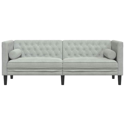 Sofá Chesterfield Cinzento-claro 194 x 74,5 x 70,5 cm Veludo