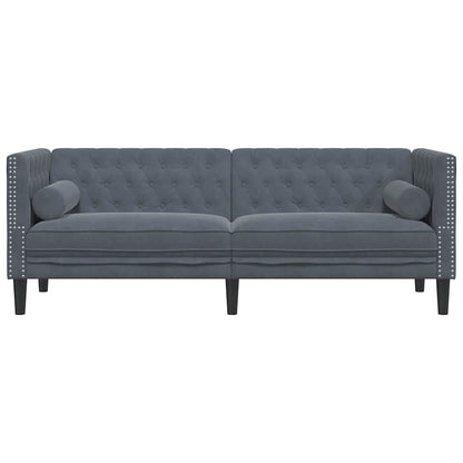 Sofá Chesterfield Cinzento escuro 194 x 74,5 x 70,5 cm Veludo