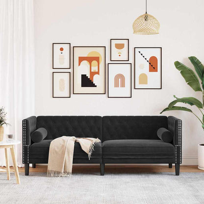 Sofá Chesterfield Outros Preto 194 x 74,5 x 70,5 cm Veludo