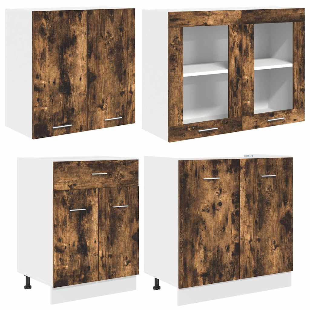 Conjunto de armários de cozinha Lyon 4 pcs Carvalho Defumado