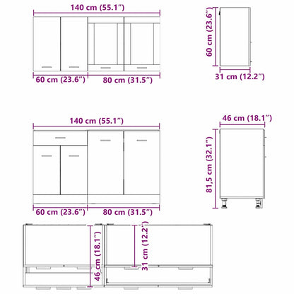 Conjunto de armários de cozinha Lyon 4 pcs Sonoma cinzento