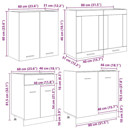 Conjunto de armários de cozinha Lyon 4 pcs Sonoma cinzento