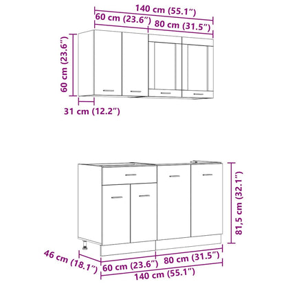 Conjunto de armários de cozinha Lyon 4 pcs Sonoma cinzento