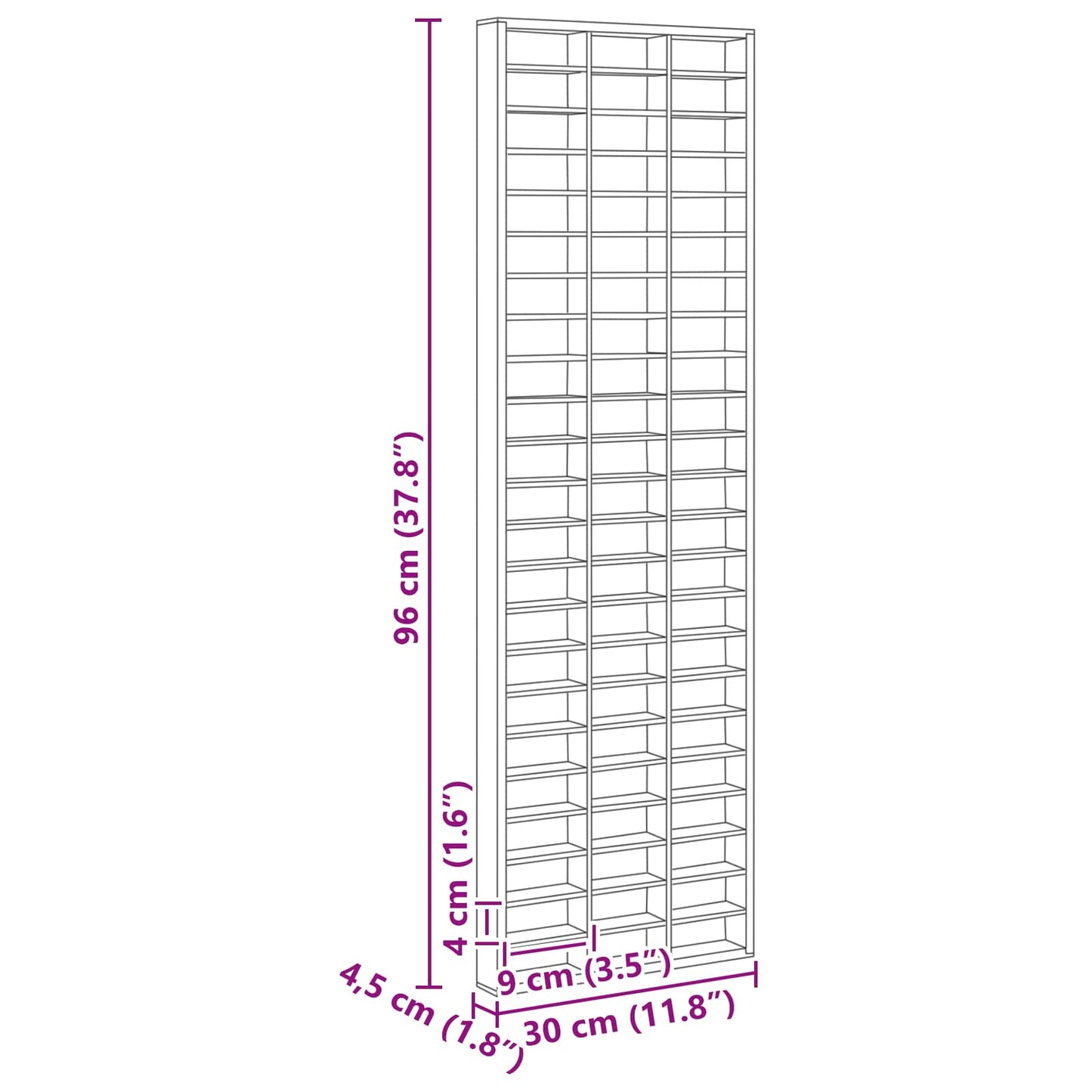 Gabinete Expositivo de Parede Bege 30 x 4,5 x 96 cm