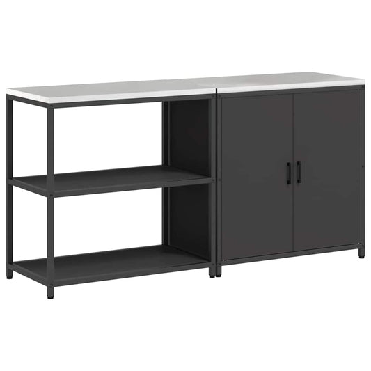 Conjunto de Armazenamento de Cozinha com prateleira 2 pcs Preto