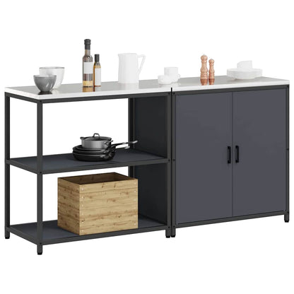Conjunto de Armazenamento de Cozinha com porta 2 pcs Antracite